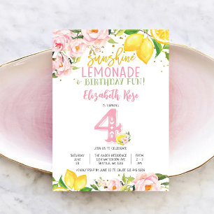 Lemon Floral Kids Birthday Invitation