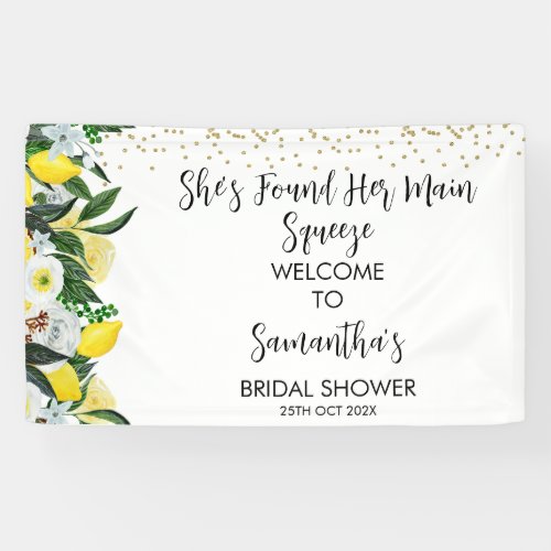 Lemon Floral Main Squeeze Bridal Shower Banner