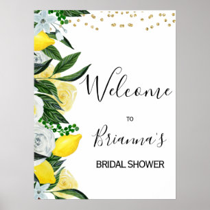 Lemon Floral Main Squeeze Bridal Shower Welcome  Poster