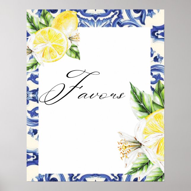 Lemon Floral Mediterranean Bridal Shower favors Poster (Front)