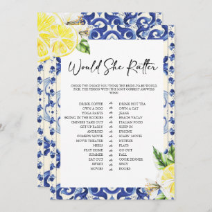 Lemon Floral Mediterranean Bridal Shower game Invitation