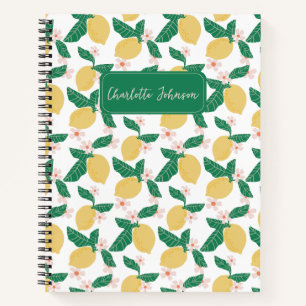 Lemon Floral Personalized Notebook