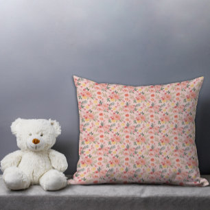 Lemon Floral pink Peony rustic Pattern Throw Pillow