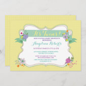 Lemon Floral Polka Dot Twins Baby Shower Invite (Front/Back)