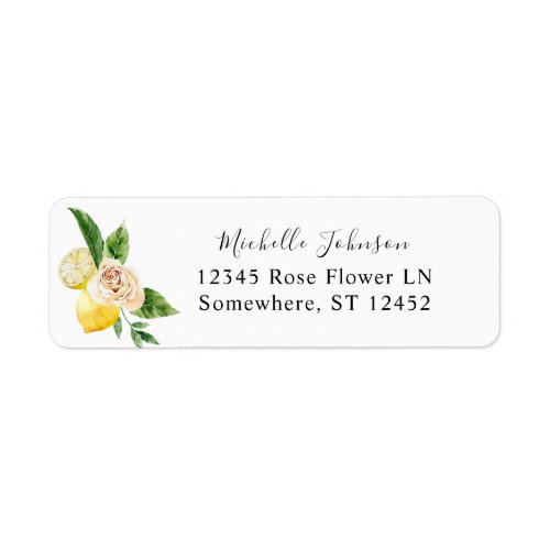 Lemon Floral Return Address Label