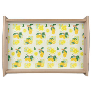 Lemon Floral Serving Tray