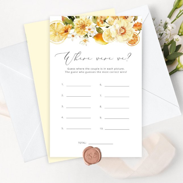 Lemon floral Where were we bridal shower game (Creator Uploaded)
