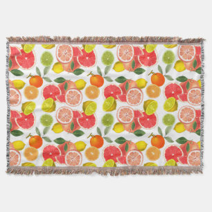 Lemon Floral white daisy Pattern Throw Blanket