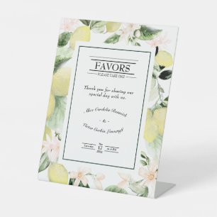 Lemon Floral White Wedding Favors Sign