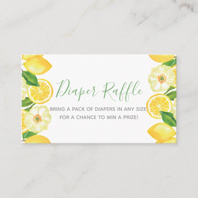 Lemon Floral Wreath Citrus, Diaper Raffle Ticket Enclosure Card (Front)