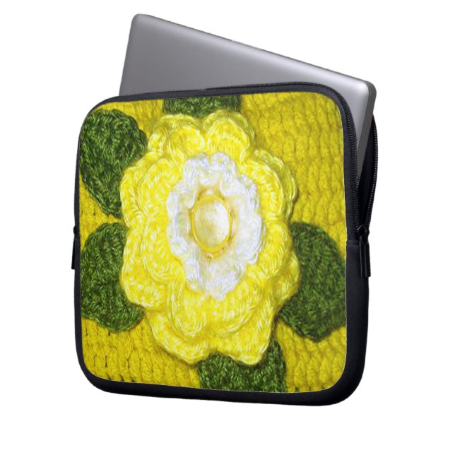 Lemon Flower Artisan Crochet Print Electronics Bag (Front Left)