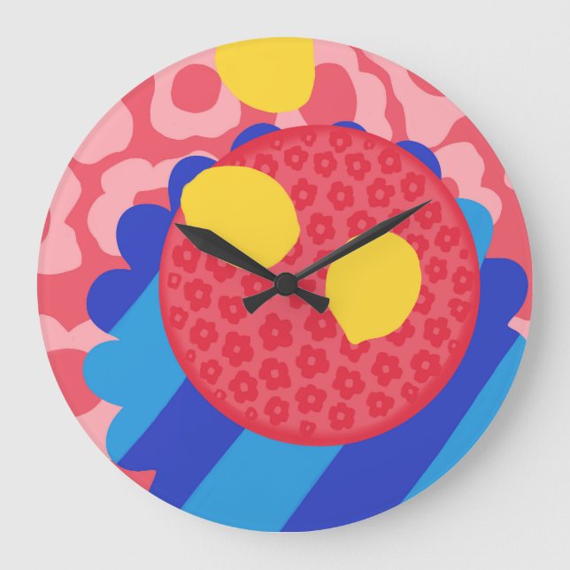 Lemon Flower Plate Large Clock (Front)