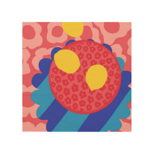 Lemon Flower Plate Wood Wall Art