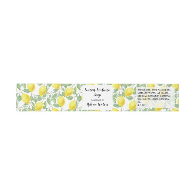 Lemon Foliage Artisanal Soap Band Wrap | Packaging (Flat)