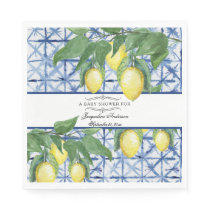 Lemon Foliage Floral Blue White Elegant Baby Napkins