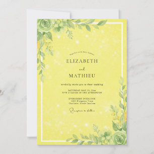 Lemon Foliage Sage Wedding Invitation