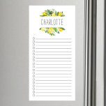 Lemon Frame Personalized Magnetic Notepad<br><div class="desc">Lemon frame design personalized with your name lined with check marks note pad.</div>