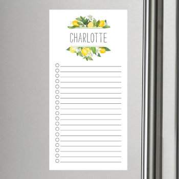 Lemon Frame Personalized Magnetic Notepad by invitationstop at Zazzle