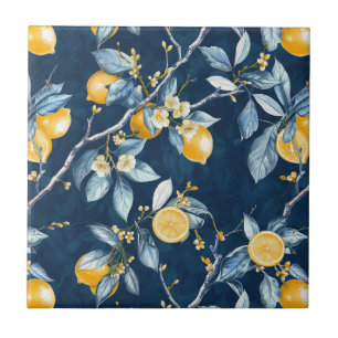 Lemon French Country Citrus Pattern Ceramic Tile