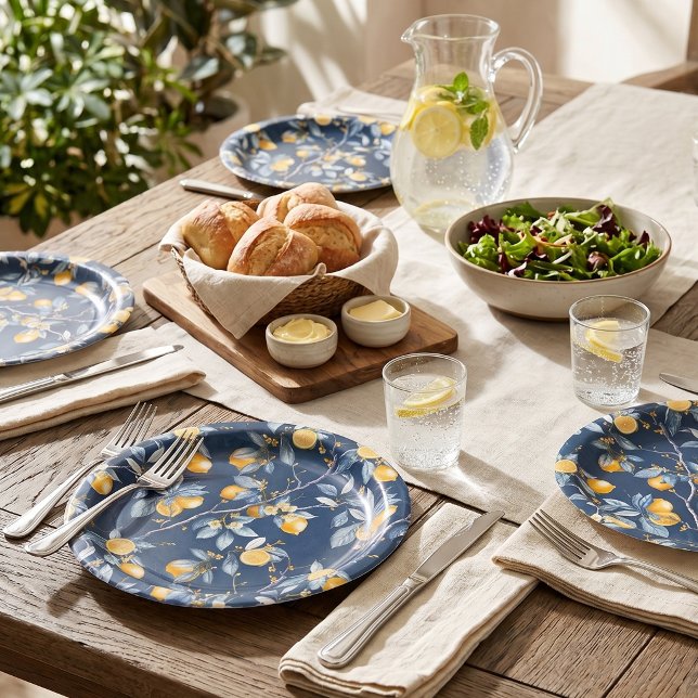 Lemon French Country Citrus Pattern  Paper Plates (Creator Uploaded)