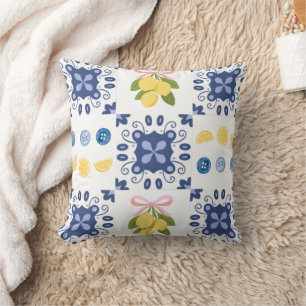 Lemon French Country Tile Elegant Modern Pattern Throw Pillow
