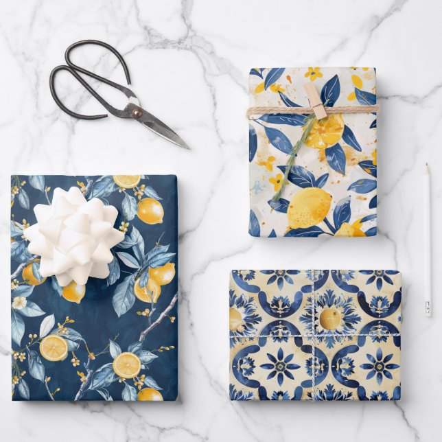 Lemon French Country  Wrapping Paper Sheets (Front)