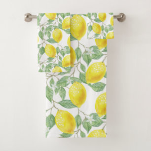 LEMON FRESH FRUIT PATTERN BATH TOWEL SET