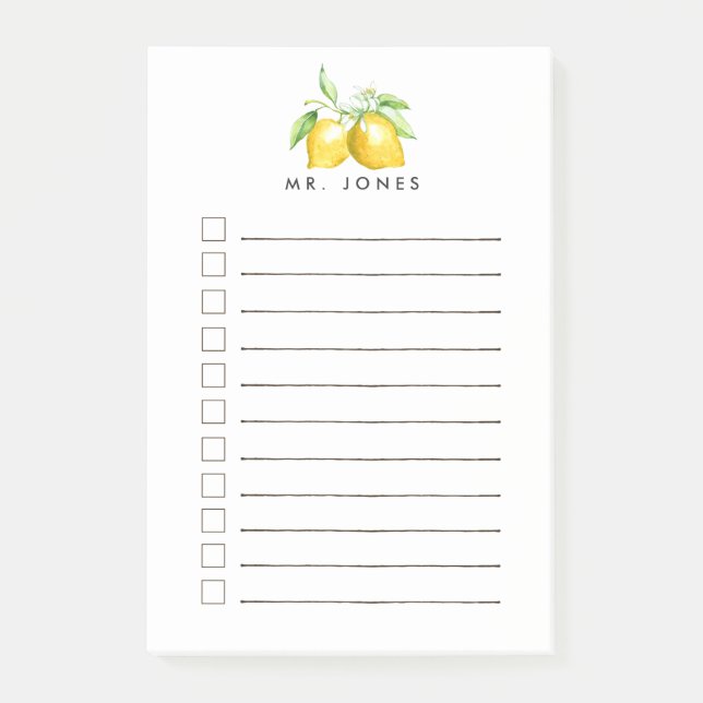 Lemon Fresh Personalized To Do Post-it Notes (Front)