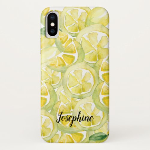 Lemon Fresh Personalized Watercolor Lemons Phone  iPhone X Case