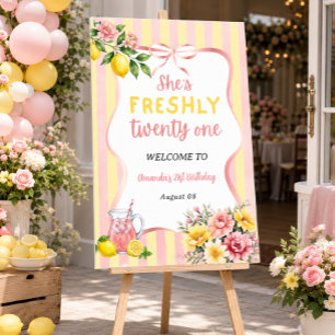 Lemon Freshly 21 Pink Lemonade Birthday Welcome Foam Board