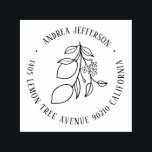 Lemon Fruit and Flower Custom Name Return Address Self-inking Stamp<br><div class="desc">Personalized rubber stamp for your holiday mailing return address, small business professional logo and custom info. Vintage and classic design to add some personal touch to your mail and package. Customize the text with your name or business name, address and contact information. Use the Design Tool to further edit the...</div>