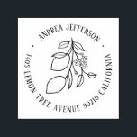 Lemon Fruit and Flower Custom Name Return Address Self-inking Stamp<br><div class="desc">Personalized rubber stamp for your holiday mailing return address, small business professional logo and custom info. Vintage and classic design to add some personal touch to your mail and package. Customize the text with your name or business name, address and contact information. Use the Design Tool to further edit the...</div>