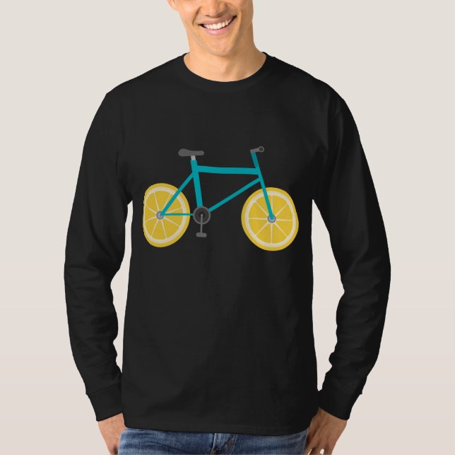 Lemon Fruit Bike Wheels Funny Cycling Food T-Shirt (Front)