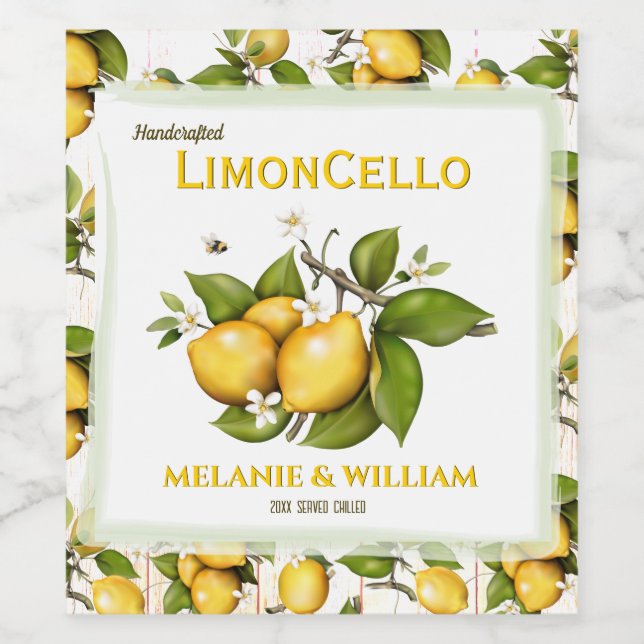 Lemon Fruit Botanical Wine Label (Single Label)