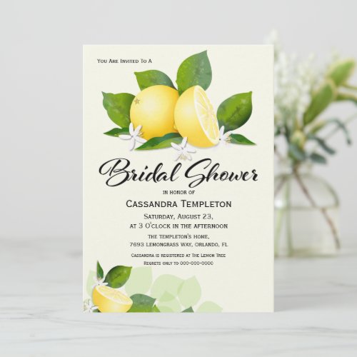 Lemon Fruit  Bridal Shower Invitation