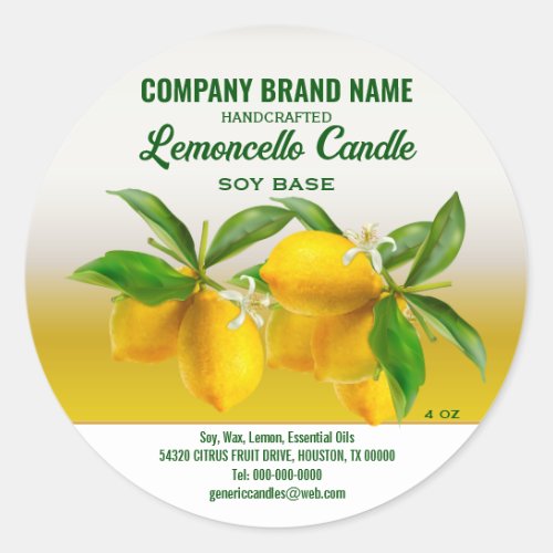 Lemon Fruit Candle Ingredients Label