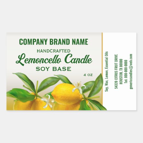 Lemon Fruit Candle Ingredients Label