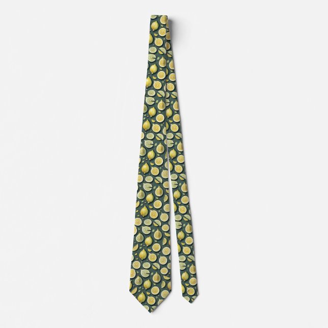 Lemon Fruit Citrus Pattern Neck Tie (Front)