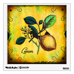 Lemon Fruit Flowers Leaves Vintage Botanical Wall Decal