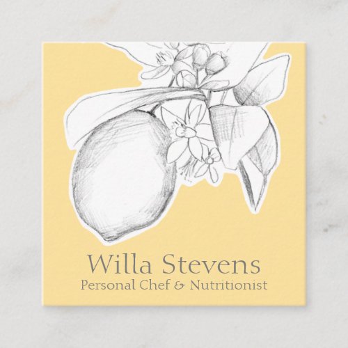 Lemon Fruit Food Personal Chef Yellow Square Business Card