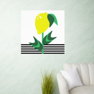 Lemon Fruit Garden Plant Stripes Ceramic Tile Wall Decal