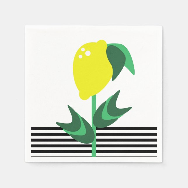Lemon Fruit Garden Plant Stripes    Napkins (Front)