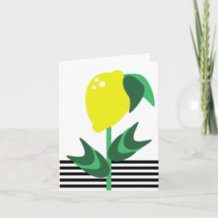 Lemon Fruit Garden Plant Stripes Note Card