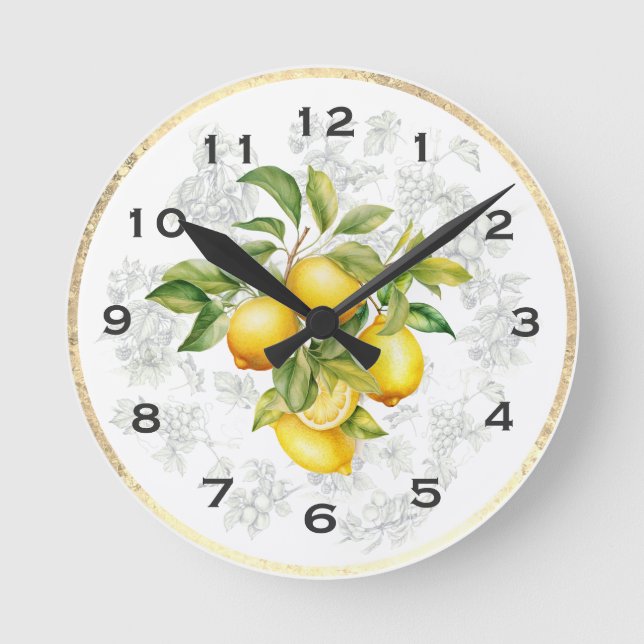 Lemon & Fruit Kitchen Wall Clock 3 (Front)