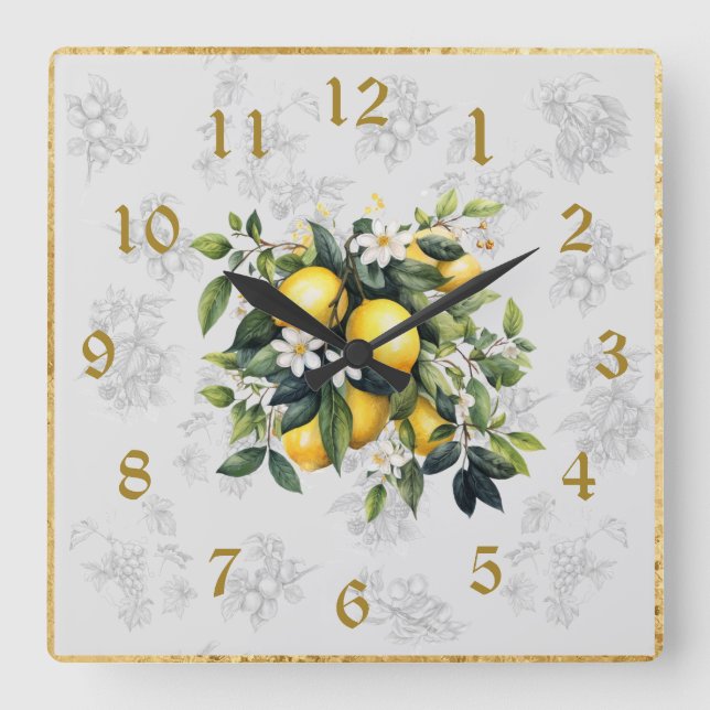 Lemon & Fruit Kitchen Wall Clock Gray 2024 (Front)