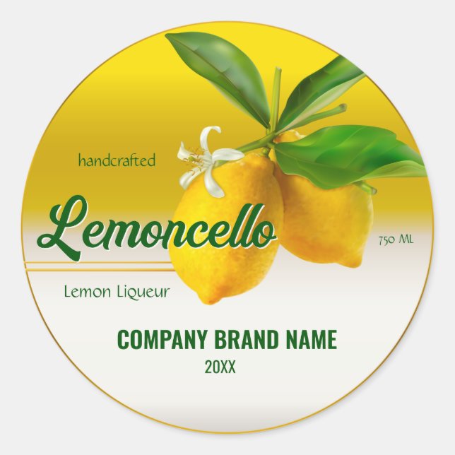 Lemon Fruit Lemoncello Classic Round Sticker (Front)