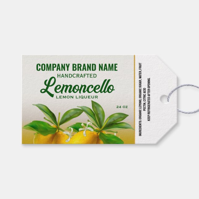 Lemon Fruit Lemoncello Gift Tags (Front (Horizontal))