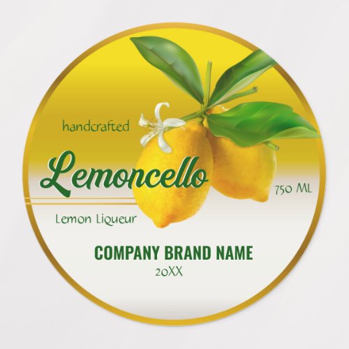 Lemon Fruit Lemoncello Labels