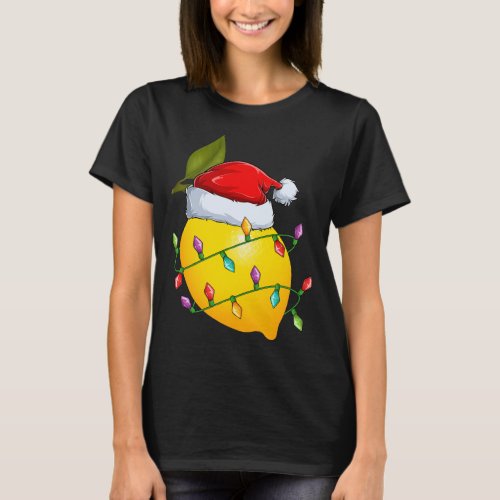 Lemon Fruit Lover Xmas Santa Hat Lemon Christmas T_Shirt