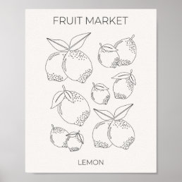 Lemon Fruit Market Minimal Line Poster